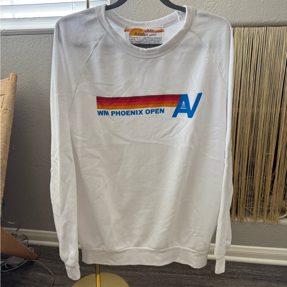 Aviator Nation Waste Management Open White Crewneck Sweater